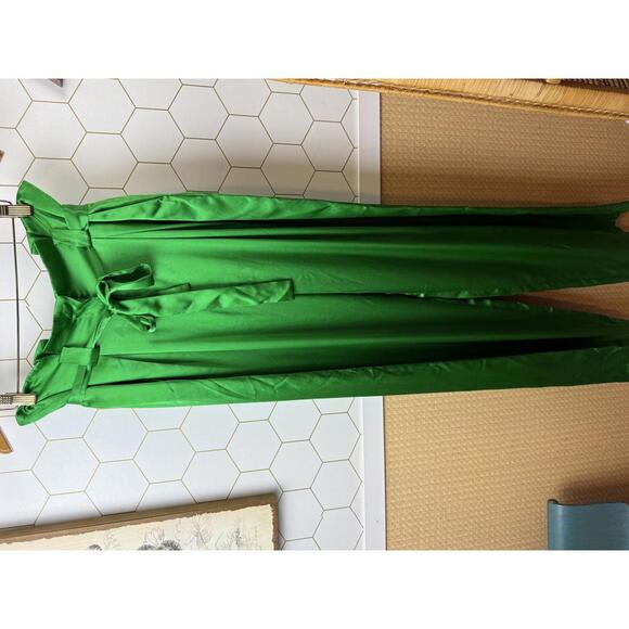 L'AGENCE Bobby Silk Wide Leg Green Paperbag Pant - Size - 4 - Picture 6 of 6